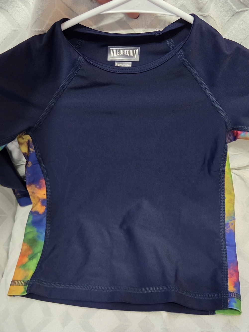 Vilebrequin Navy Kids Rash Guard with Multicolor Tie-Dye Panels